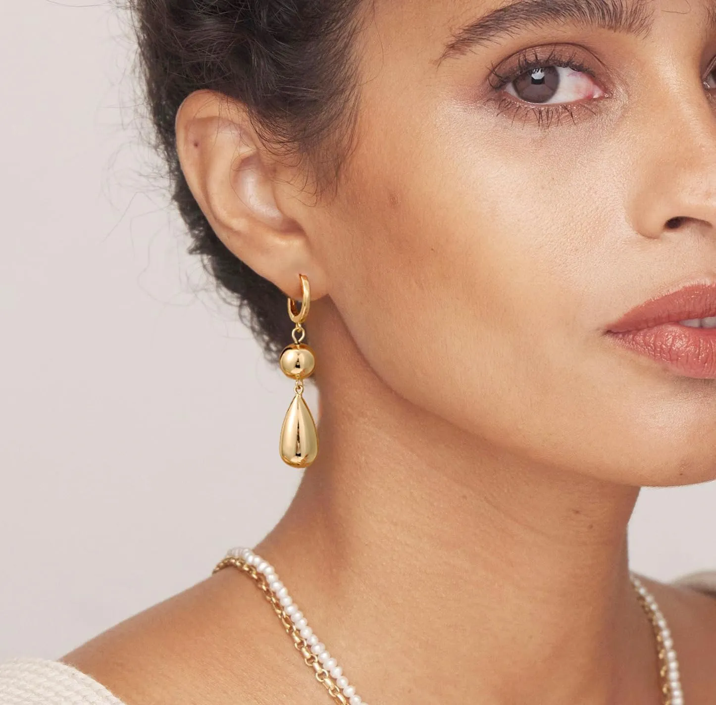 Dangle Gold Earrings for Women Trendy: Teardrop Earrings 14K Gold/Silver Plated Huggie Hoops Lightweight Hanging Teardrop and Ball Drop Earrings Hypoallergenic Statement Earrings Gold Jewelry