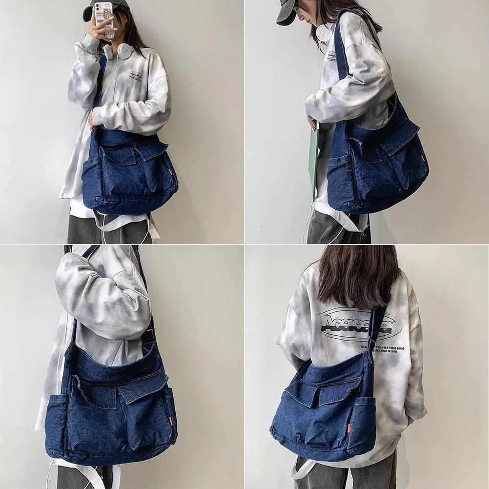 Denim Purses for Women Crossbody Bag Blue Jean Purse Tote Shoulder Bag Hobo Handbags