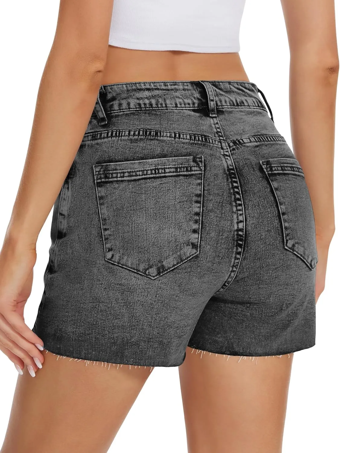 Denim Skort for Women Denim Mini Skirt Casual High Waist Stretch Jean Skirt with Pockets