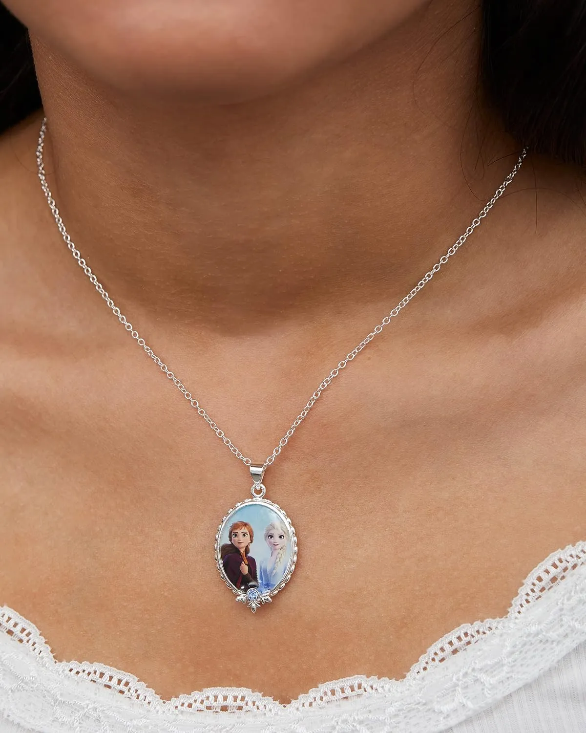 Disney Frozen II Necklace - Frozen Necklace with Anna or Elsa Pendant Jewelry - Frozen Jewelry