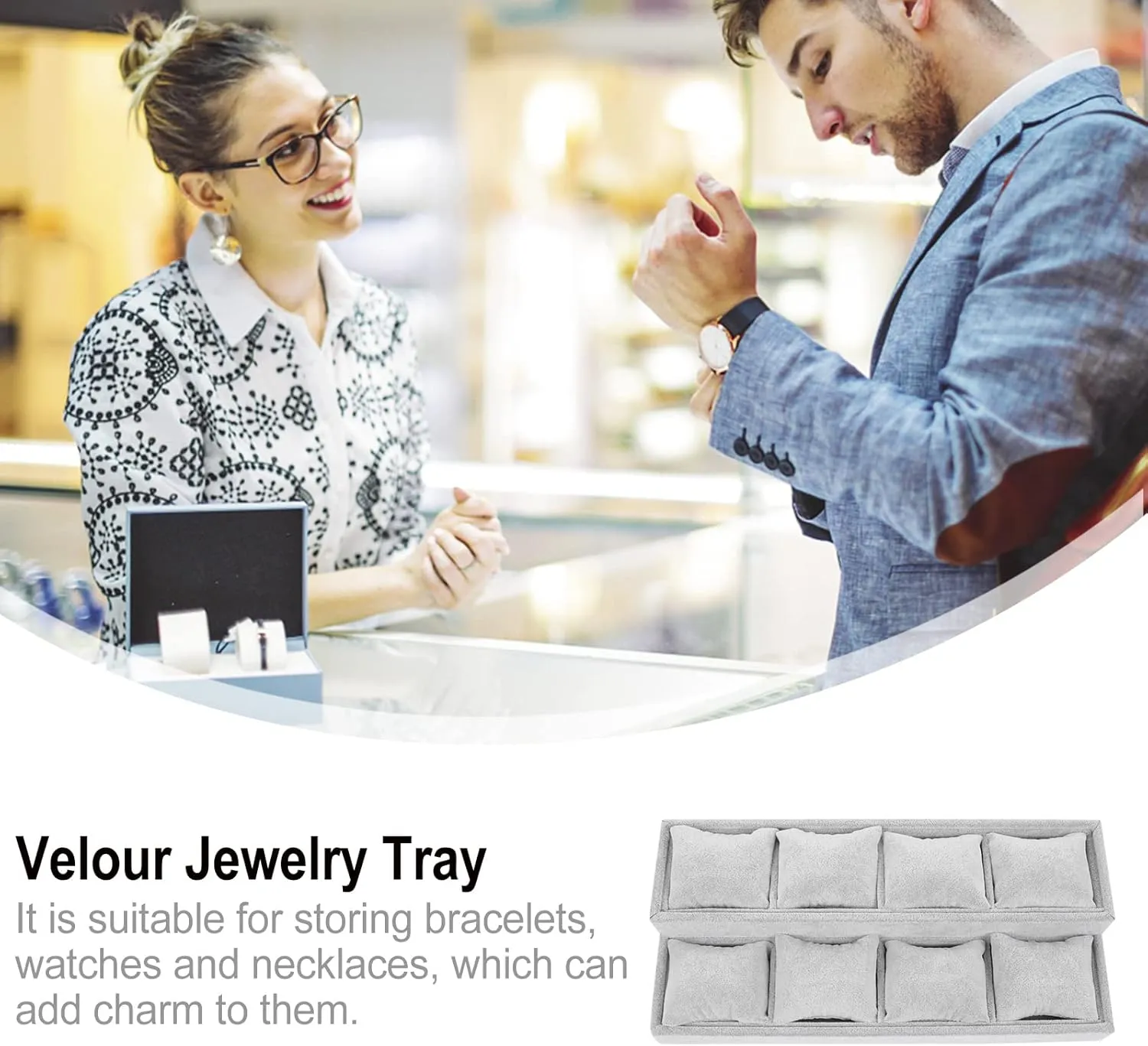 Display Tray Watch Organizer Jewelry Tray Velour Jewelry Tray Bracelet Bangle Watch Display Holder Hand Chain Bracelet Watch Bracelet Jewelry Pillow Tray Trapezoidal Showcase