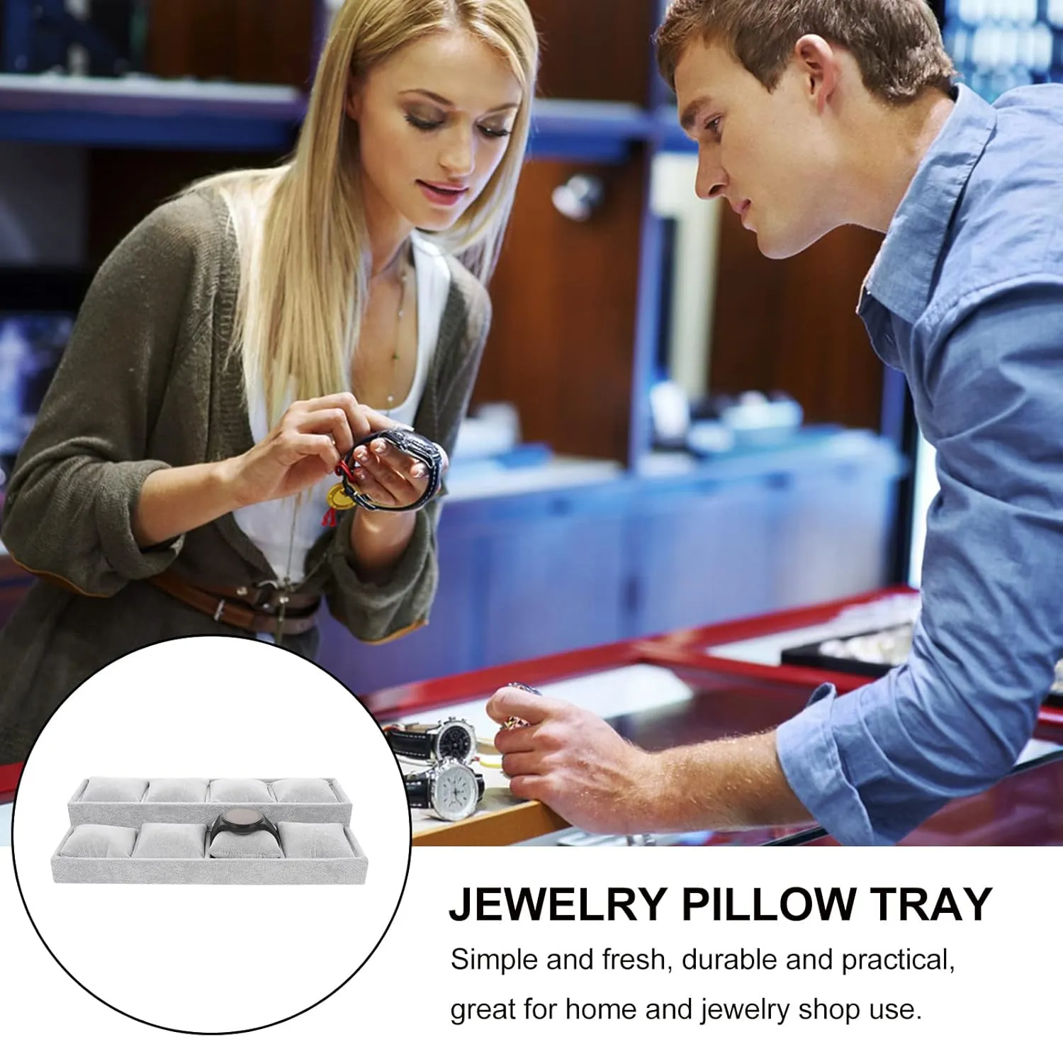 Display Tray Watch Organizer Jewelry Tray Velour Jewelry Tray Bracelet Bangle Watch Display Holder Hand Chain Bracelet Watch Bracelet Jewelry Pillow Tray Trapezoidal Showcase