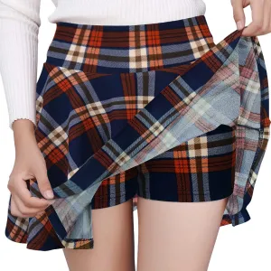 DJT Women's Basic Versatile Casual Stretchy Flared Pleated Mini Skater Skirt with Shorts