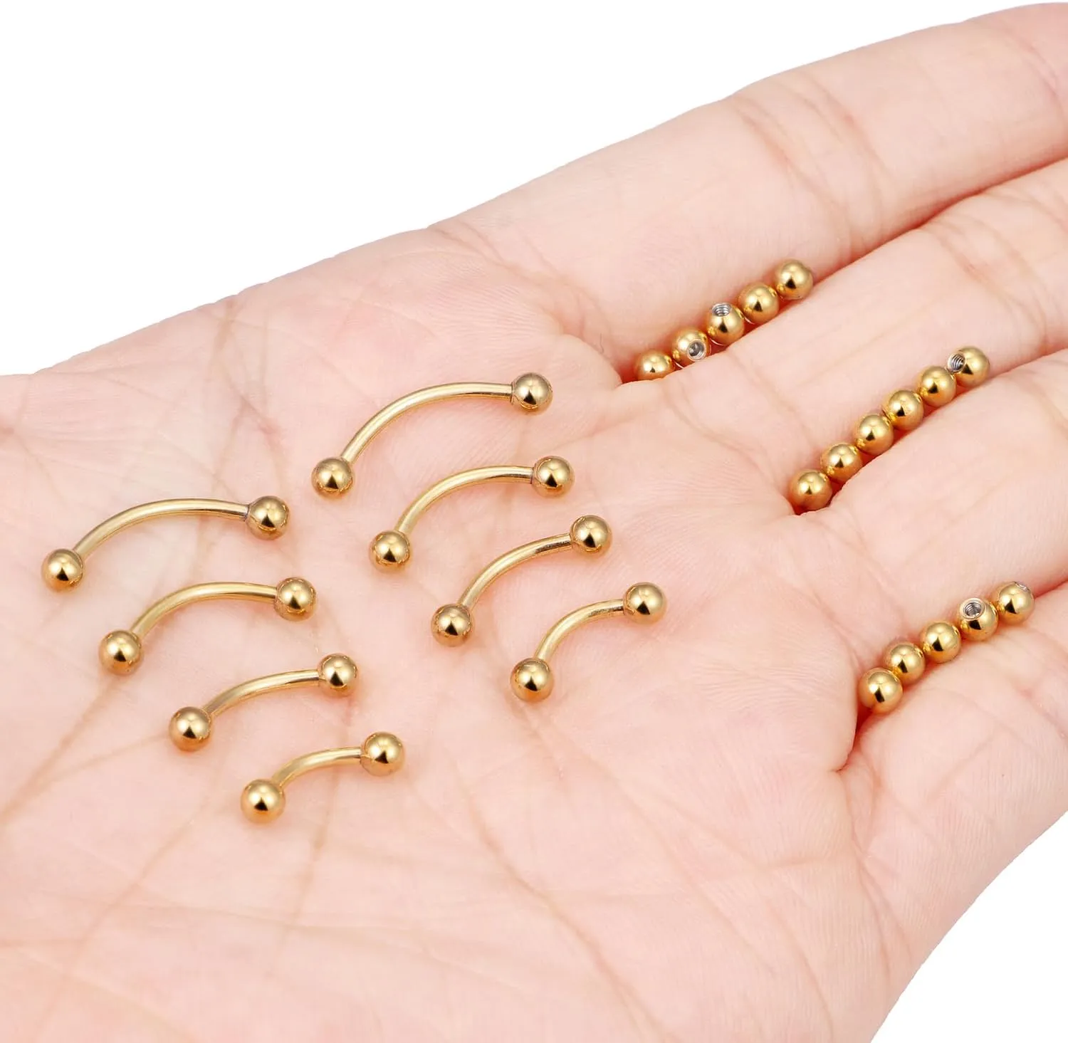 Dyknasz 20G 16G Eyebrow Piercing Jewelry Stainless Steel Vertical Labret Lip Jewelry Curved Barbell Rook Piercing Jewelry Small Belly Button Ring for Women Men