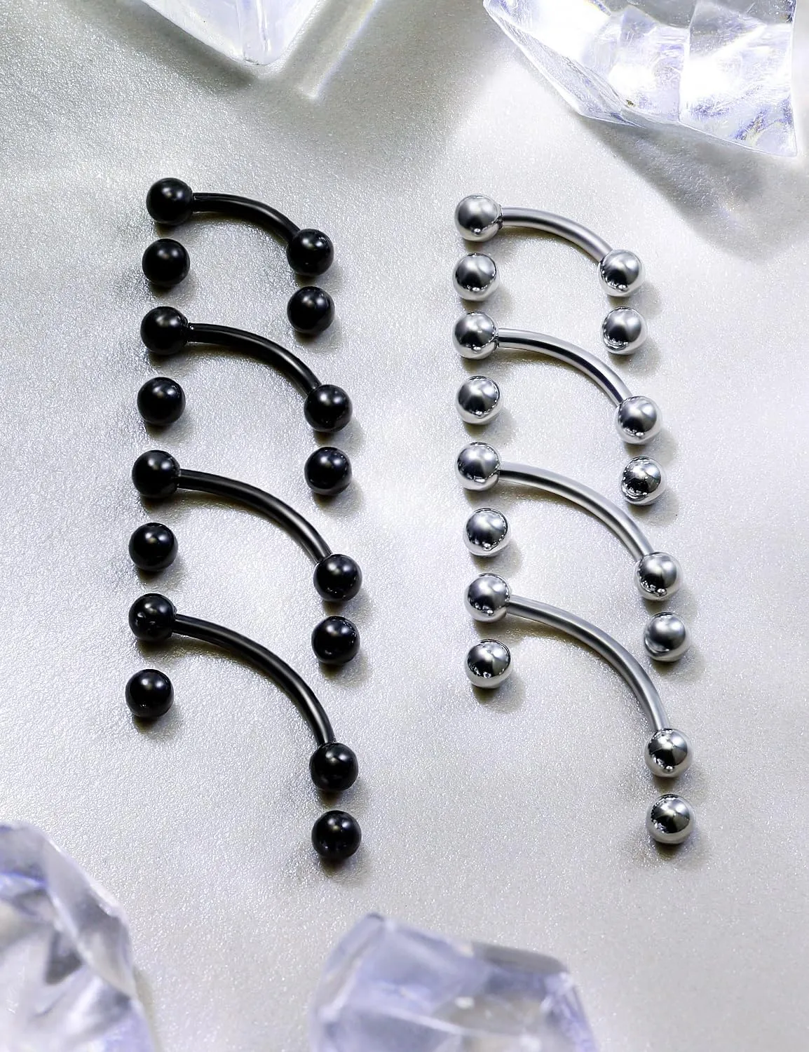 Dyknasz 20G 16G Eyebrow Piercing Jewelry Stainless Steel Vertical Labret Lip Jewelry Curved Barbell Rook Piercing Jewelry Small Belly Button Ring for Women Men