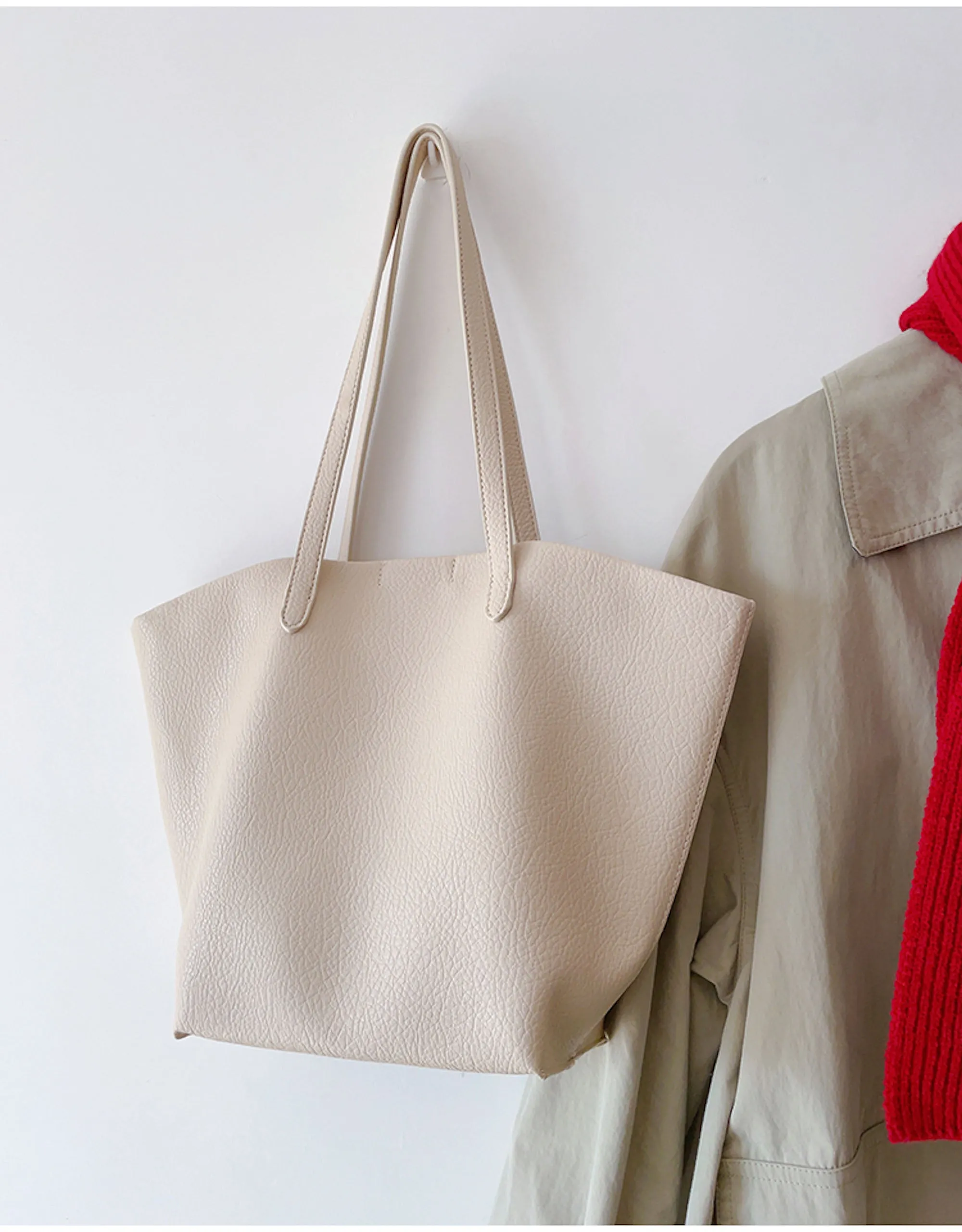 Elena Handbags Large Carryall Tote In Soft Pebbled Leather