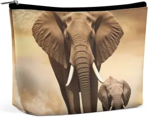 Elephant Cosmetic Bags for Women Men Waterproof Travel Toiletry Bag Large Capacity Makeup Bags PU Leather Cute Makeup Pouch Protable Travel Bag for Toiletries