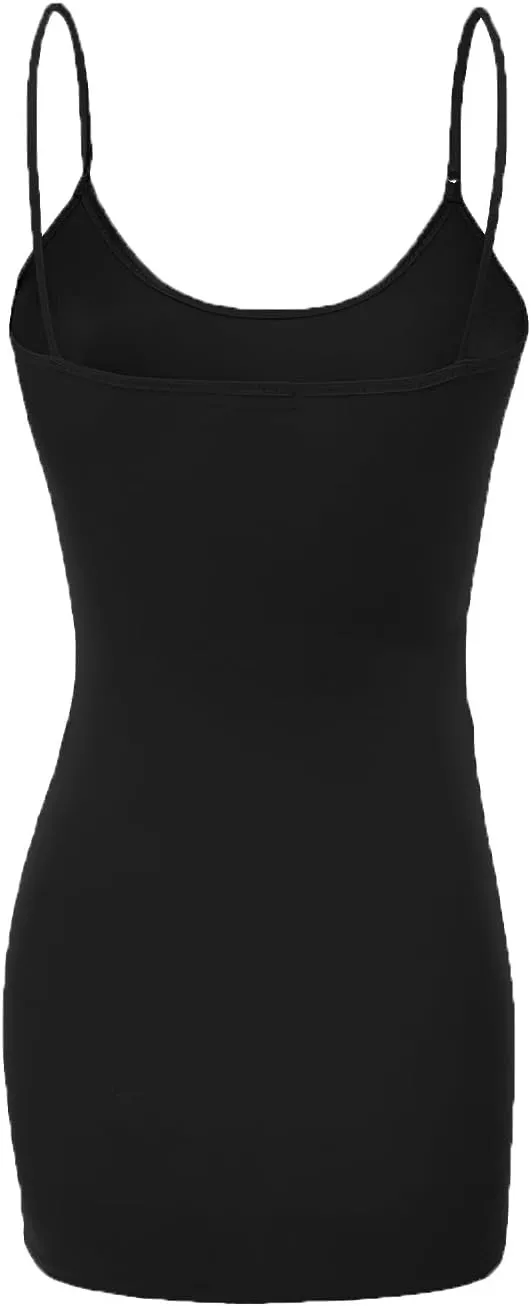 Emmalise Women's Basic Casual Long Camisole Adjustable Strap Cami Layering Top