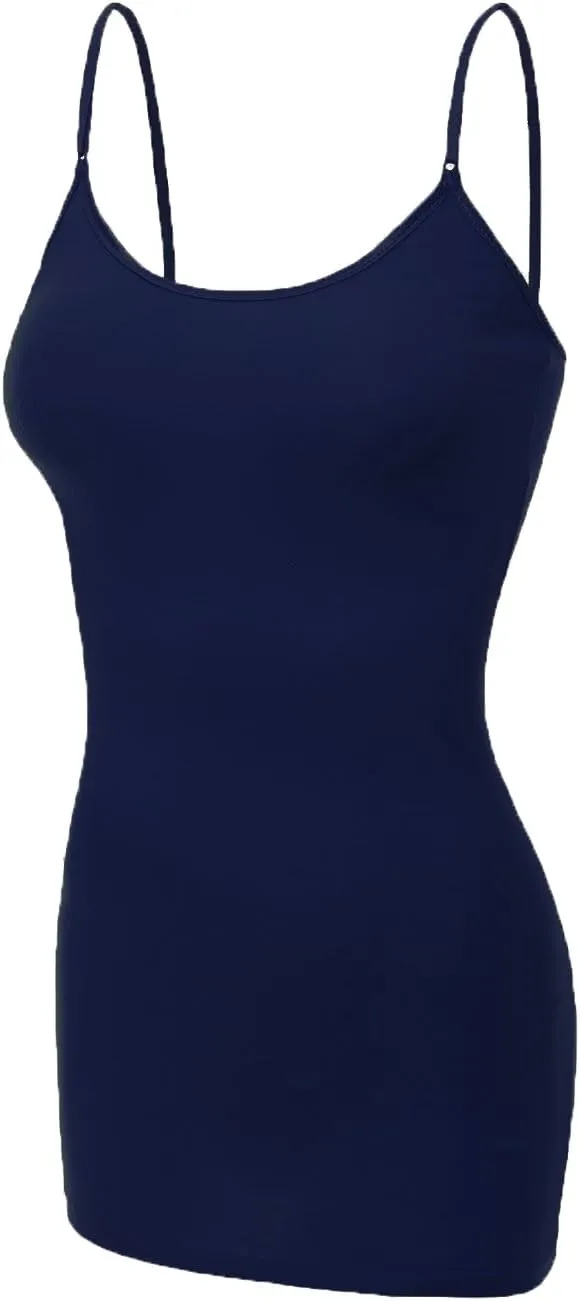 Emmalise Women's Basic Casual Long Camisole Adjustable Strap Cami Layering Top