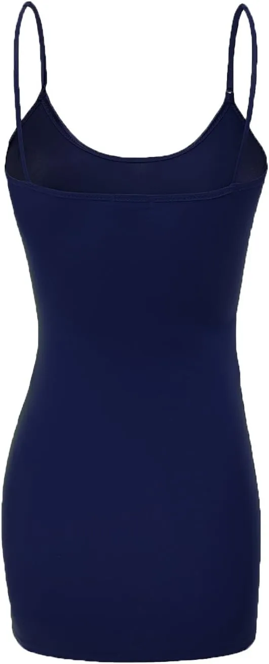 Emmalise Women's Basic Casual Long Camisole Adjustable Strap Cami Layering Top