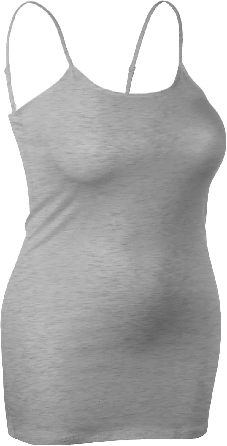 Emmalise Women's Basic Casual Long Camisole Adjustable Strap Cami Layering Top