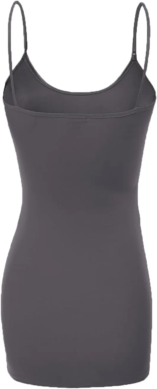 Emmalise Women's Basic Casual Long Camisole Adjustable Strap Cami Layering Top