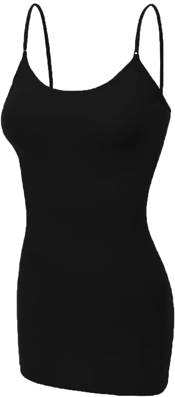 Emmalise Women's Basic Casual Long Camisole Adjustable Strap Cami Layering Top