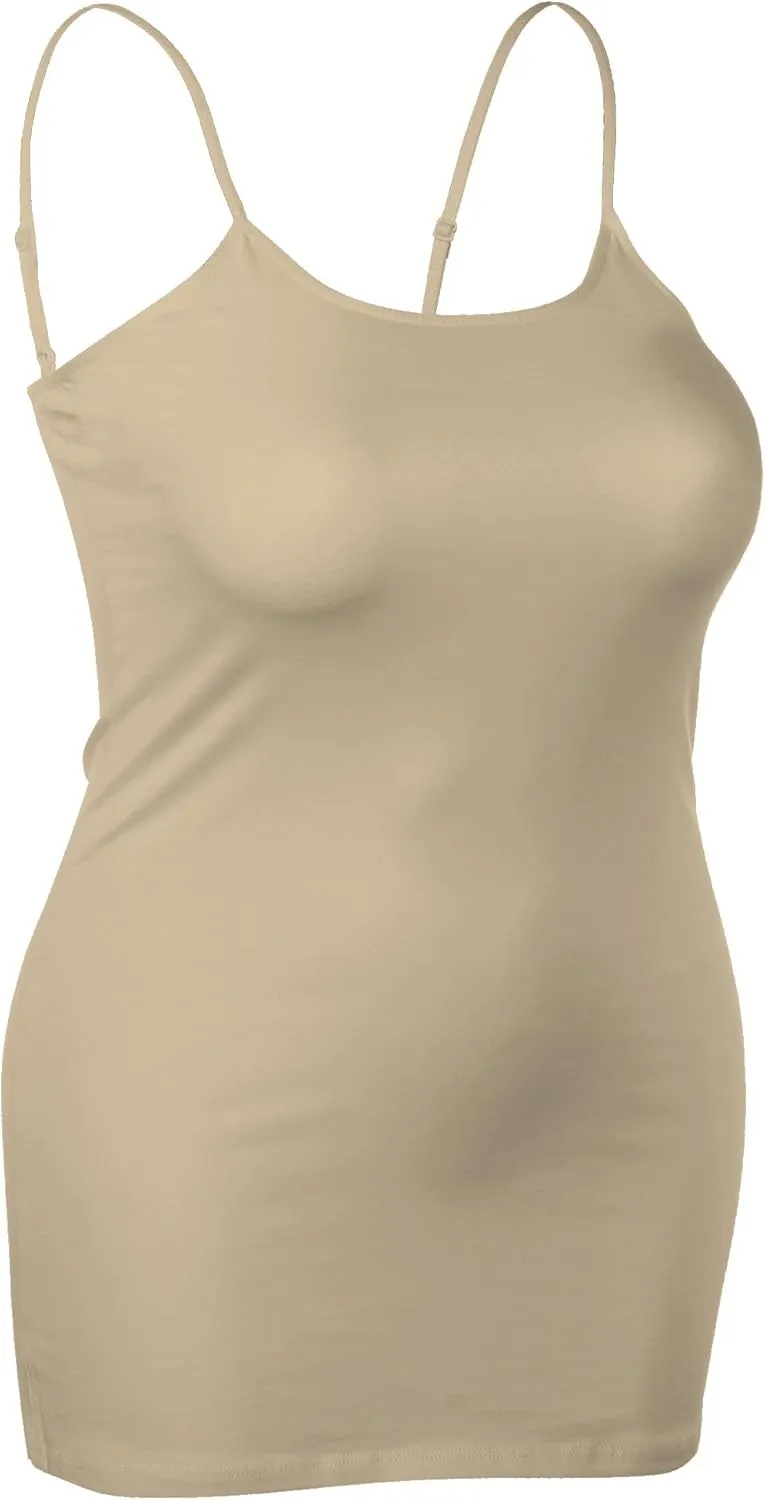 Emmalise Women's Basic Casual Long Camisole Adjustable Strap Cami Layering Top