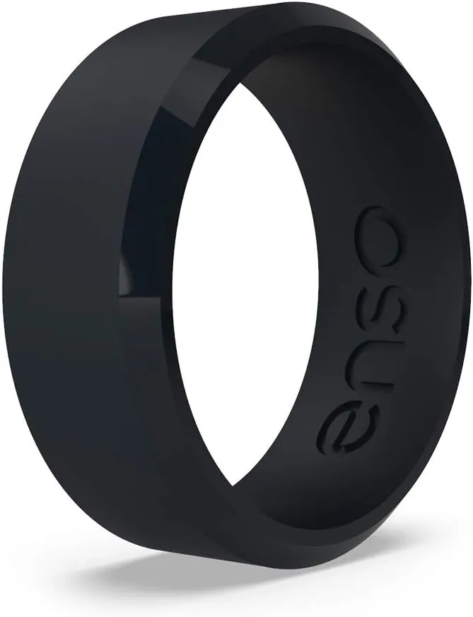 Enso Rings Bevel Classic Silicone Wedding Ring  Hypoallergenic Unisex Wedding Band  Comfortable Band for Active Lifestyle  8mm Wide, 2.16mm Thick