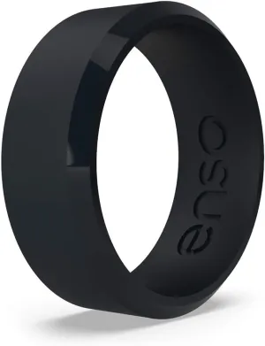 Enso Rings Bevel Classic Silicone Wedding Ring  Hypoallergenic Unisex Wedding Band  Comfortable Band for Active Lifestyle  8mm Wide, 2.16mm Thick