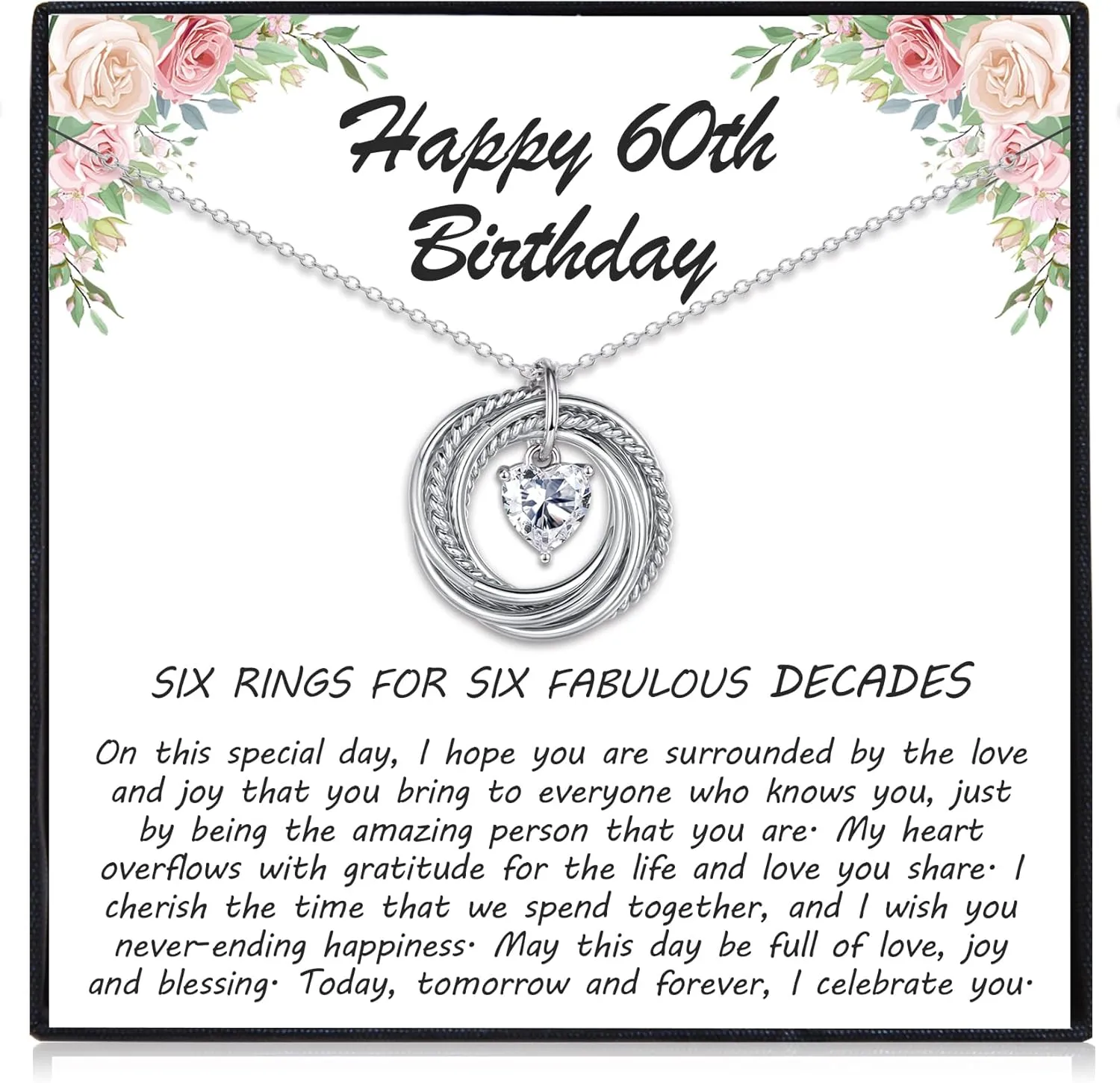 EPIRORA 30th 40th 50th 60th 70th 80th 90th 100th Birthday Gifts for Women, Heart Cubic Zirconia Pendant Circles Necklace for Her 30 40 50 60 70 80 90 100 Years Old Birthday Jewellery Gifts