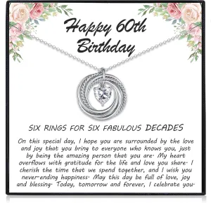 EPIRORA 30th 40th 50th 60th 70th 80th 90th 100th Birthday Gifts for Women, Heart Cubic Zirconia Pendant Circles Necklace for Her 30 40 50 60 70 80 90 100 Years Old Birthday Jewellery Gifts
