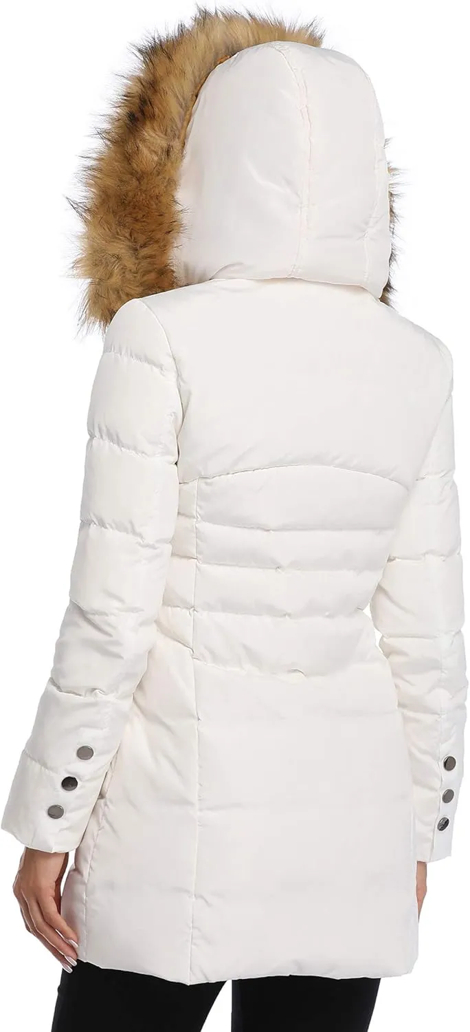 Epsion Women's Hooded Thickened Long Down Jacket Winter Down Parka Puffer Jacket