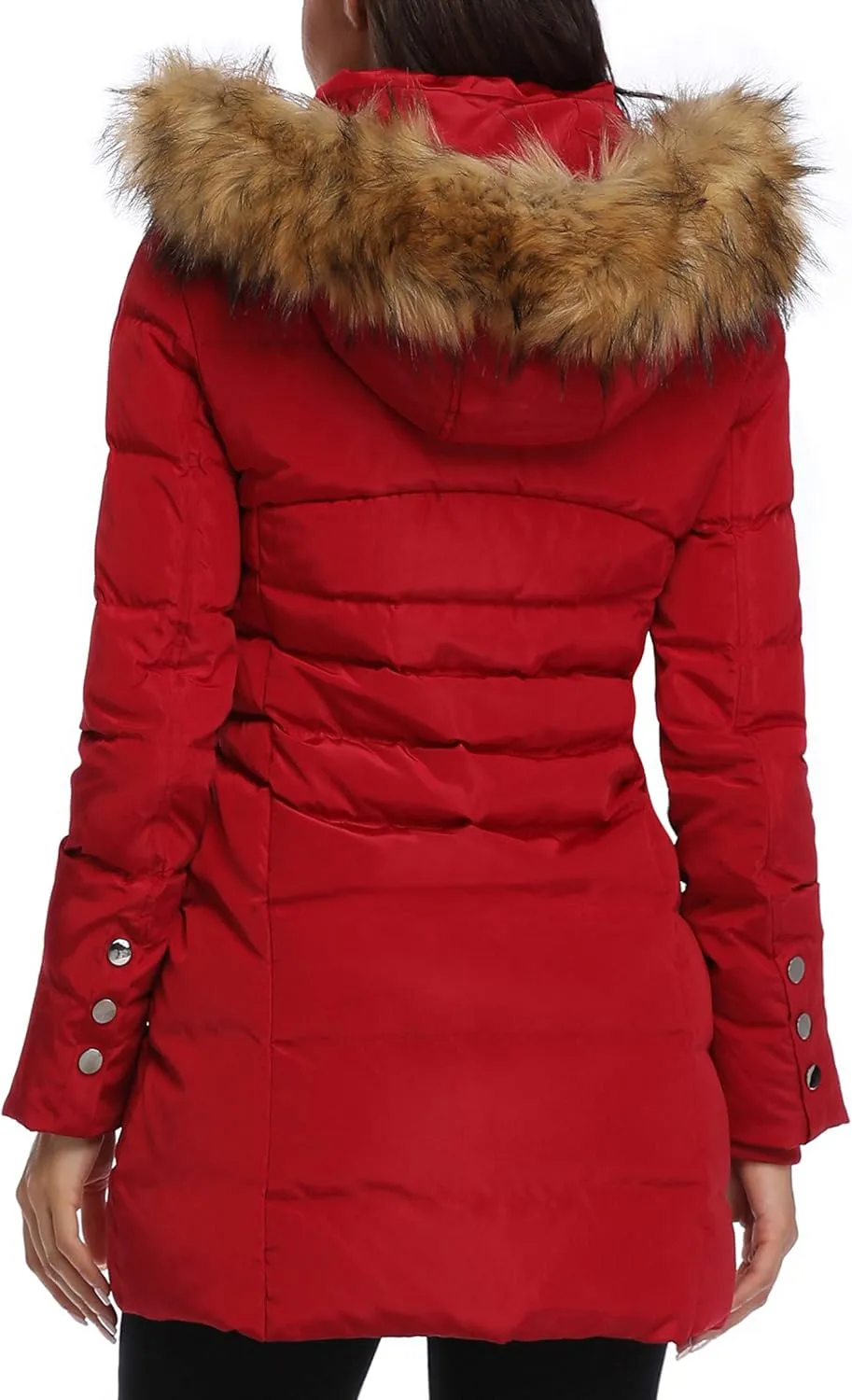Epsion Women's Hooded Thickened Long Down Jacket Winter Down Parka Puffer Jacket