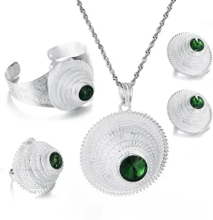 Ethiopian Jewelry Sets Nigeria Eritrea Kenya Habesha Silver Color Women Zircon Stone Jewelry Set