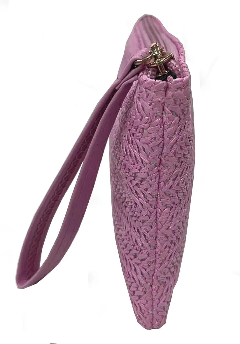FairyCity Straw Clutch Purse for Women 2024, Bohemian Summer Woven Beach Straw Purse Zipper Wristlet Wallets Handbag