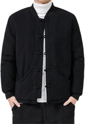Fall Winter Men's Trendy Solid Color Cotton Coat Padded Thickening Warm Men's Wool Coat