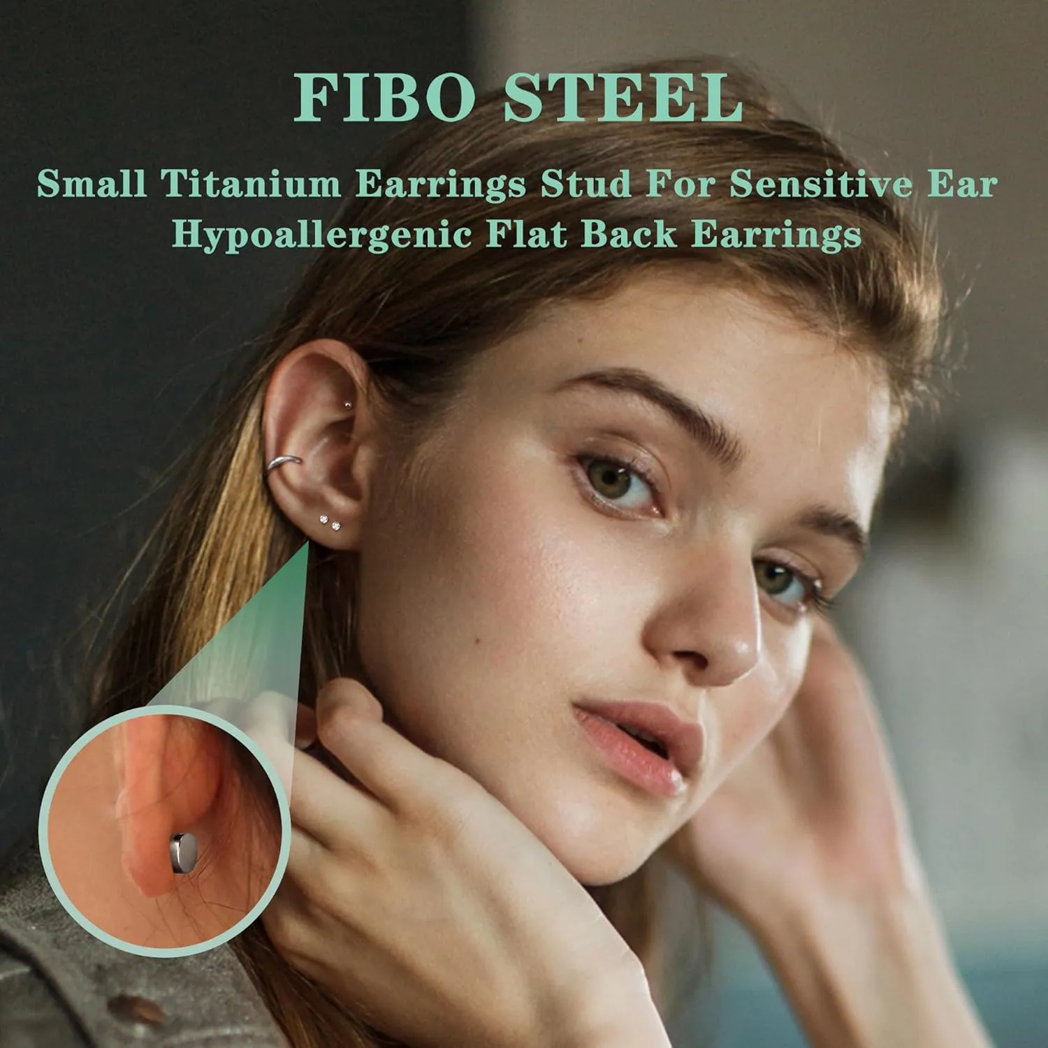 FIBO STEEL G23 Titanium Flat Back Earrings for Women Men Hypoallergenic Opal CZ Ball Tiny Studs Earrings Set for Multiple Piercings Cartilage Helix Tragus Flatback Earrings 6 Pairs 2mm/4mm