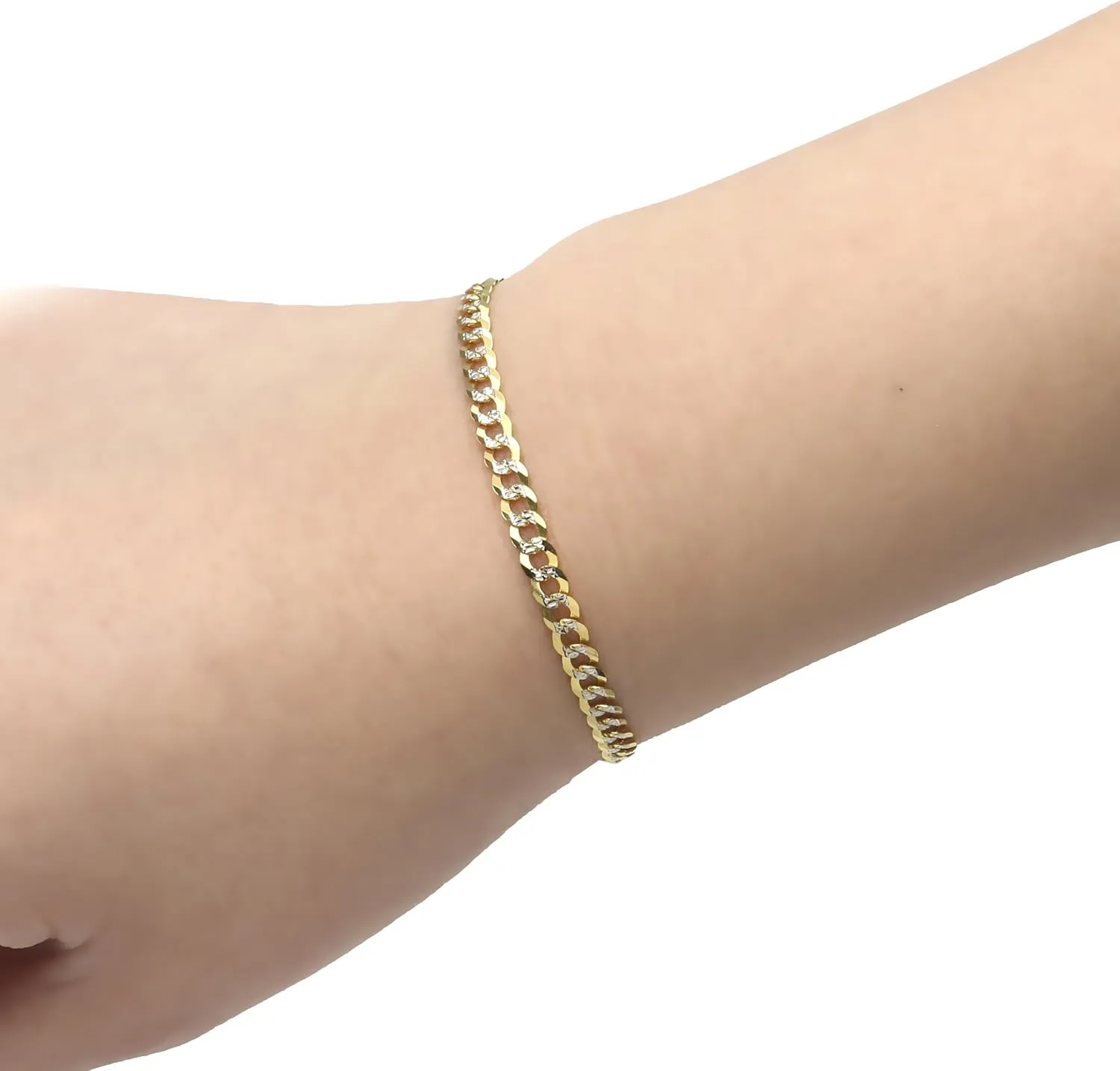 Floreo 10k Fine gold 4mm Curb Cuban Chain Bracelet and Anklet