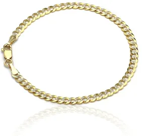 Floreo 10k Fine gold 4mm Curb Cuban Chain Bracelet and Anklet