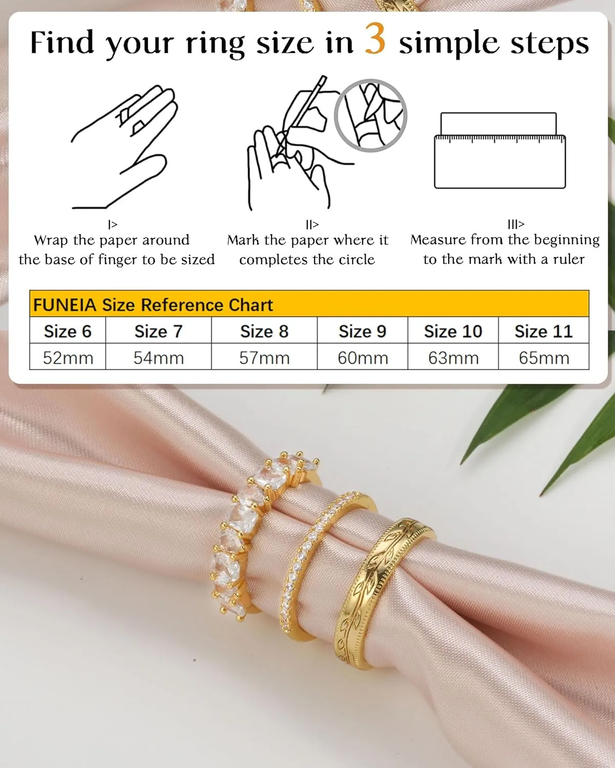 FUNEIA Stackable Gold Rings for Women Non Tarnish Chunky 14K Gold Plated Rings that Don't Tarnish Engagement Cubic Zirconia Ring Set Stack Dainty Pinky Wedding Bands Thumb Rings Gold Jewelry Size 6-11