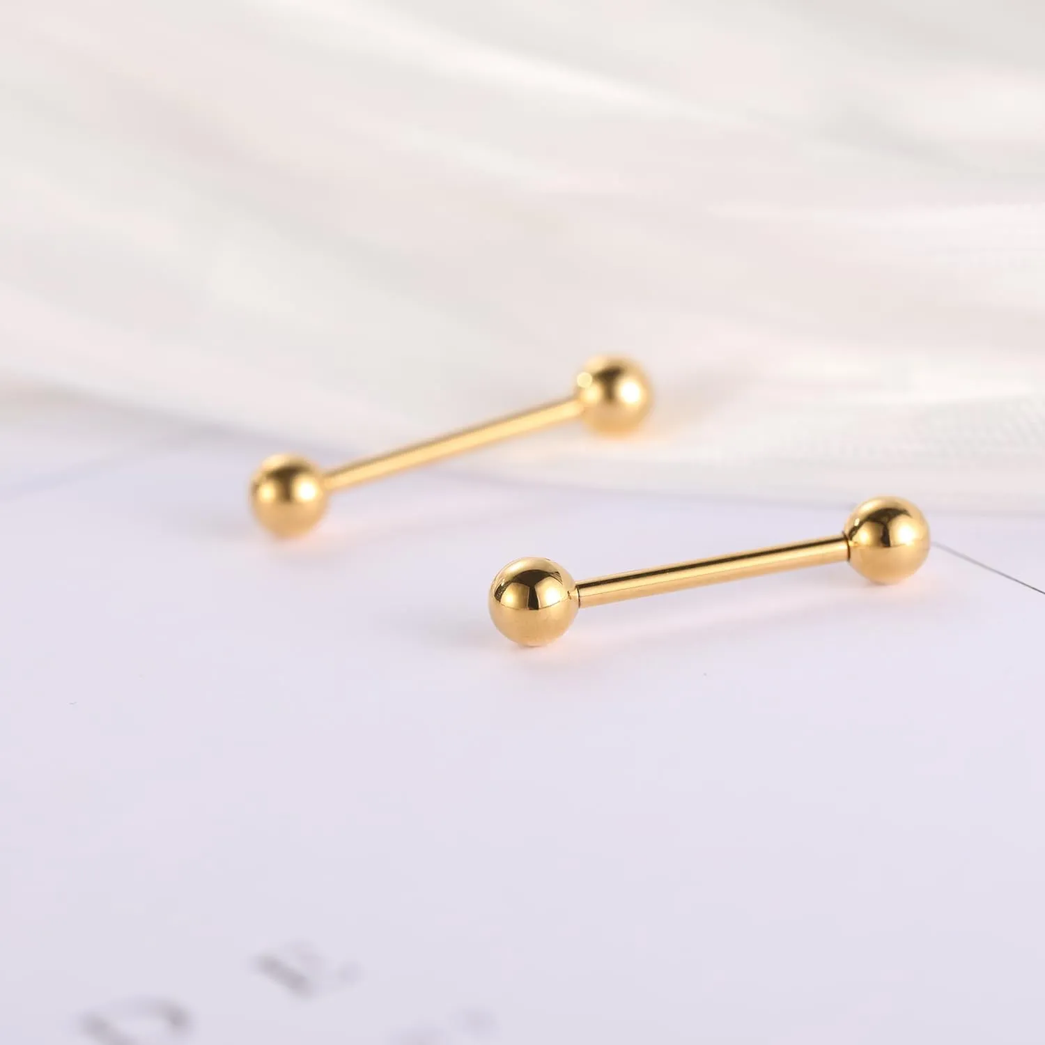 FUNLMO 1 Pair Nipple Rings G23 Titanium Nipple Piercing Jewelry Tongue Rings Internally Threaded Nipple Jewelry Bridge Piercing Jewelry 16G 14G 12G 12mm-18mm