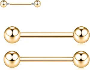 FUNLMO 1 Pair Nipple Rings G23 Titanium Nipple Piercing Jewelry Tongue Rings Internally Threaded Nipple Jewelry Bridge Piercing Jewelry 16G 14G 12G 12mm-18mm