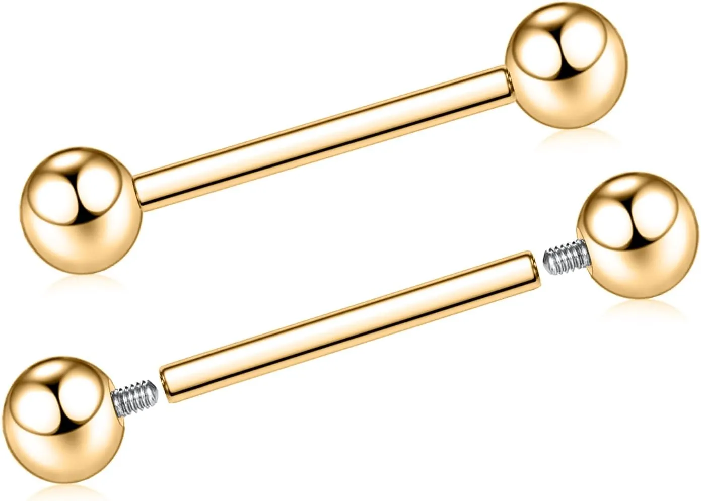 FUNLMO 1 Pair Nipple Rings G23 Titanium Nipple Piercing Jewelry Tongue Rings Internally Threaded Nipple Jewelry Bridge Piercing Jewelry 16G 14G 12G 12mm-18mm