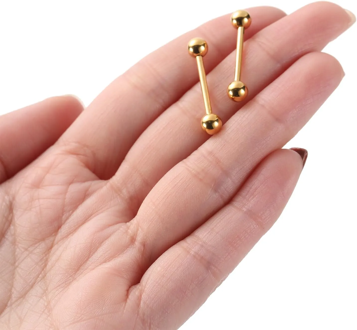 FUNLMO 1 Pair Nipple Rings G23 Titanium Nipple Piercing Jewelry Tongue Rings Internally Threaded Nipple Jewelry Bridge Piercing Jewelry 16G 14G 12G 12mm-18mm