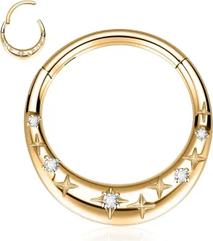FUNLMO Daith Rook Piercing Jewelry Septum Rings Nose Rings Tragus Helix Conch Piercing Jewelry Septum Jewelry Cartilage Hoop Earring 316L Surgical Steel Gold 16G 10mm