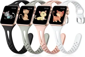 Getino Compatible with Apple Watch Bands 38mm 40mm 41mm 42mm 44mm 45mm 46mm 49mm iWatch Band for Women Men, Soft Durable Breathable Thin Slim Narrow Band for iWatch Ultra 2 SE Series 10 9 8 7 6 5 4 3