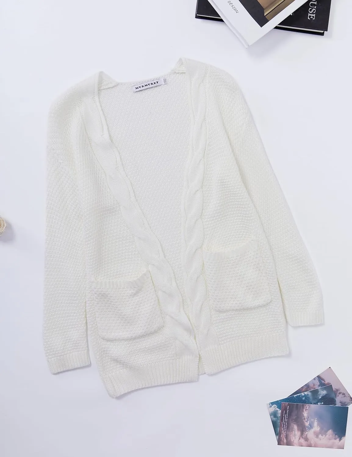 Girls Long Sleeve Cardigan Sweaters Open Front Cable Knit Chunky Cardigans Kids Oversized Cute Outerwear Coat