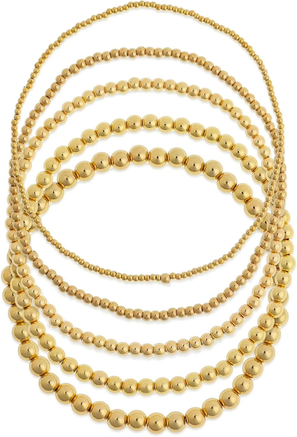 Gold Ball Beads Anklets Stack Set for Women, 5Pcs Boho Stackable Waterproof Layered Dainty Beaded Ankle Bracelet Summer Beach Jewelry Accessories Gift.
