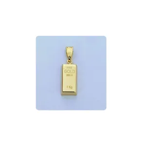 Gold Bar Pendant 14k Yellow Gold/Gold Bullion Bar/Gold Brick/Layering/Two Different Size/NOT Gold Filled NOT Gold Plated/Gift for Her - Him/Unisex (Smal Bar Pendant)