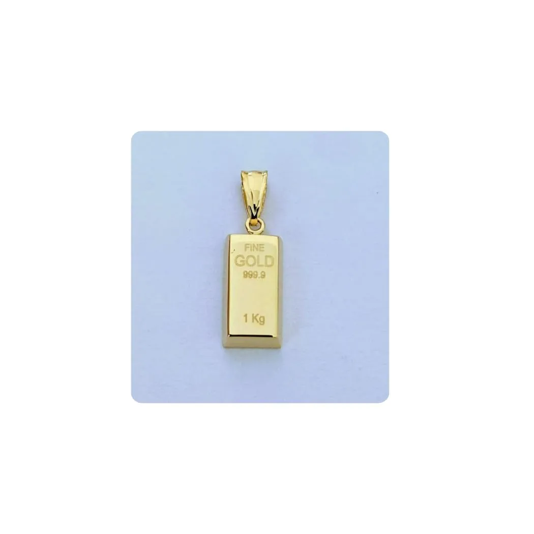 Gold Bar Pendant 14k Yellow Gold/Gold Bullion Bar/Gold Brick/Layering/Two Different Size/NOT Gold Filled NOT Gold Plated/Gift for Her - Him/Unisex (Smal Bar Pendant)