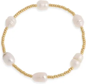 Gold beaded Pearl Heart Bracelets for Women, Cute Handmade Stackable Boho Beads Ball Friendship stretch Bracelet Summer Beach Jewelry Gift