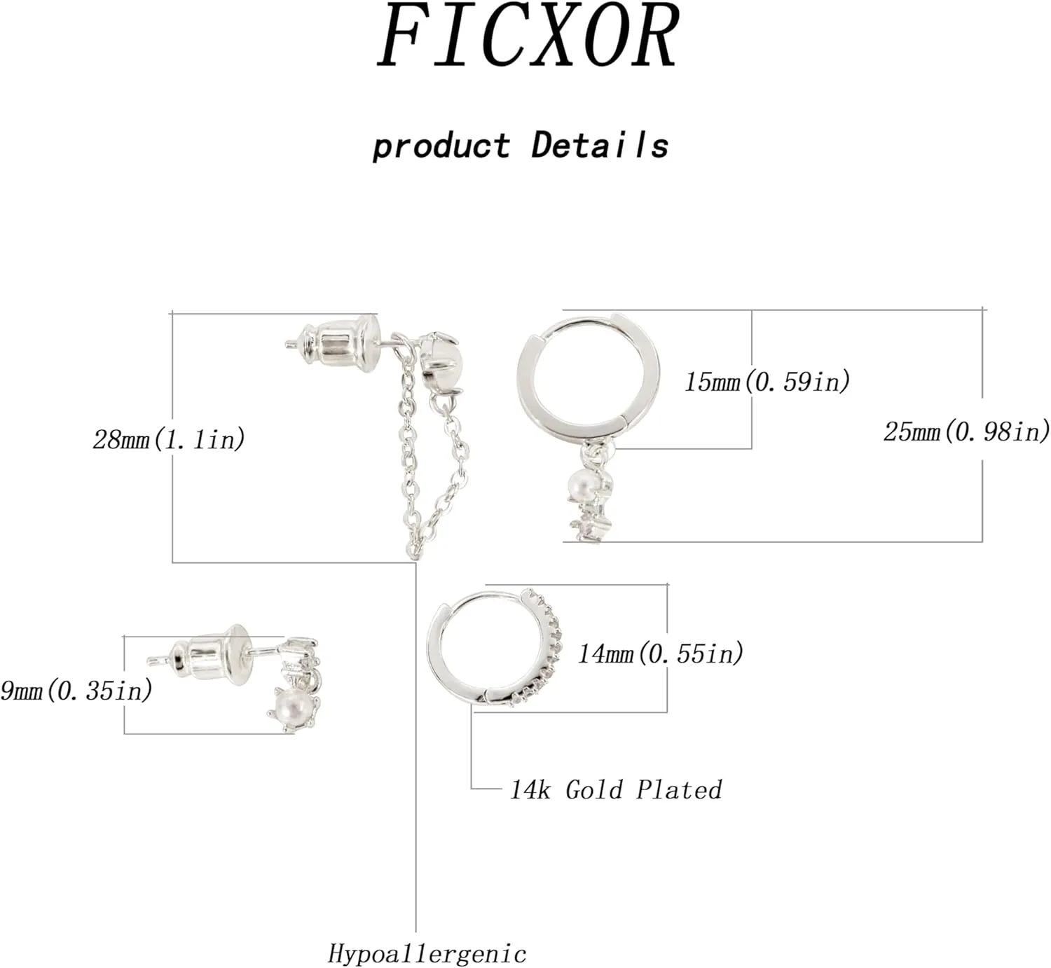 Gold Hoop Earrings for Women, Dainty Stud and Pearl Earring Set, Hypoallergenic Cartilage Earrings for Multiple Piercing, Small Trendy Jewelry