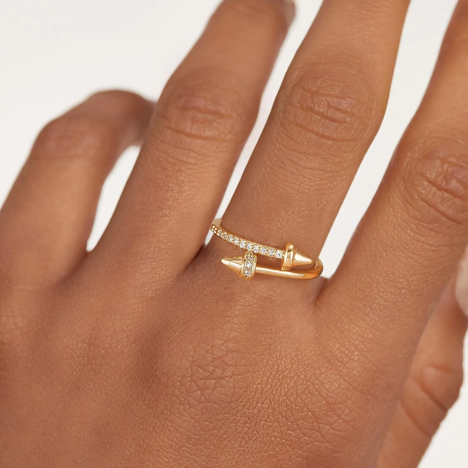 Gold Rings for Women Trendy 14K Gold Plated Dainty Band Stackable Chunky Rings Minimalist Finger Jewelry Gifts Size US6-8