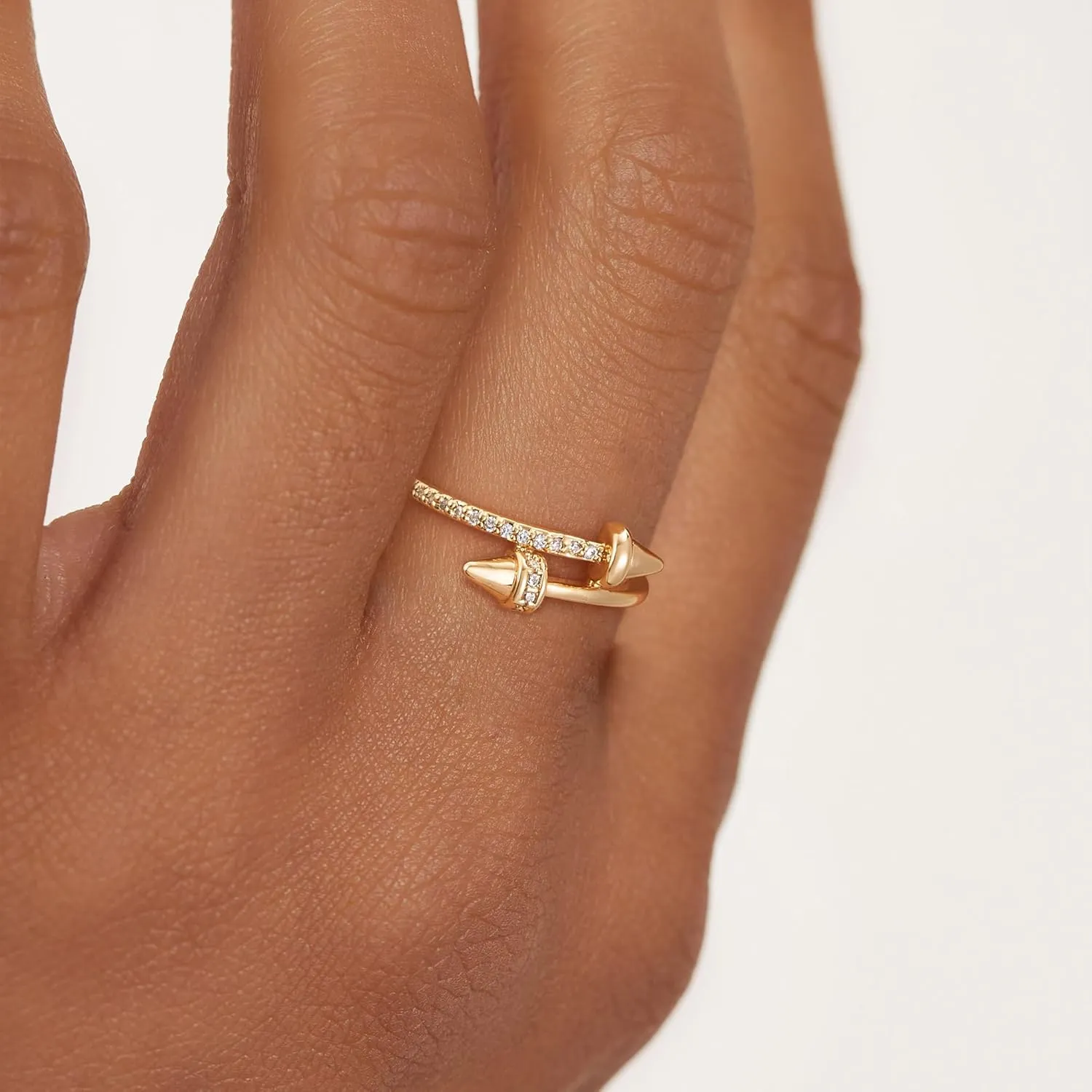 Gold Rings for Women Trendy 14K Gold Plated Dainty Band Stackable Chunky Rings Minimalist Finger Jewelry Gifts Size US6-8