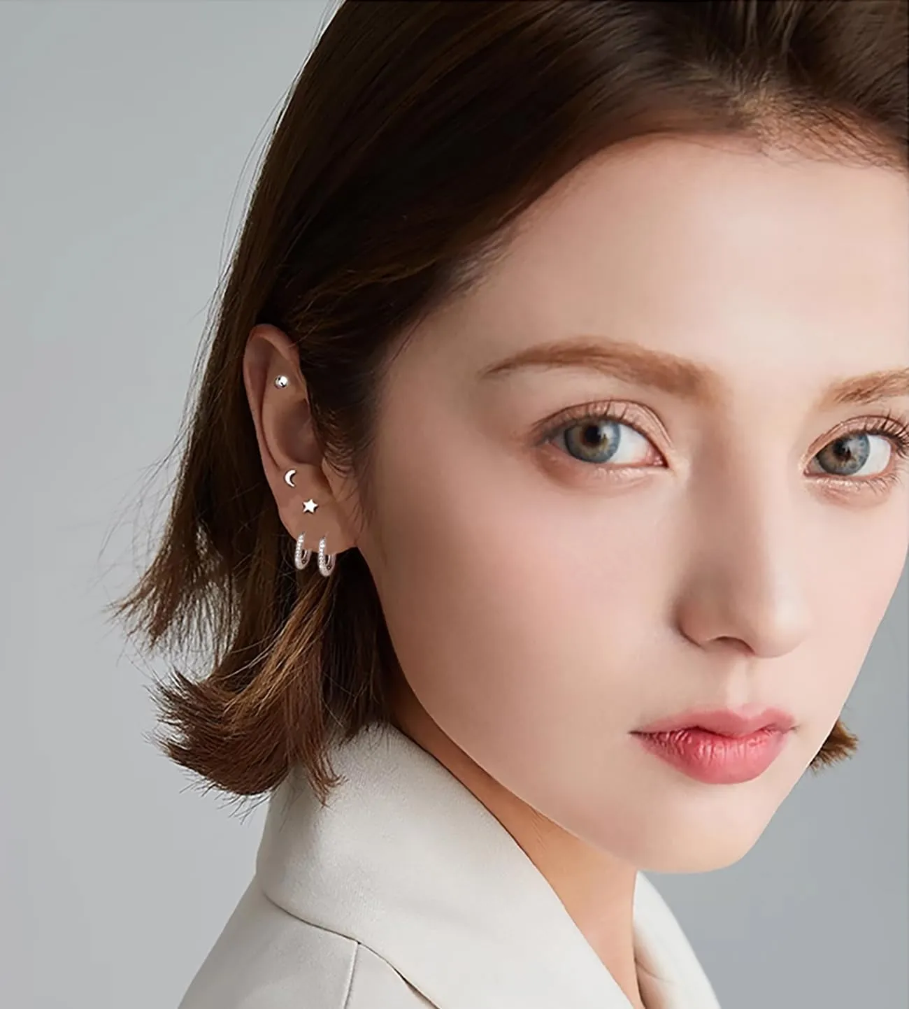 Gold Surgical Steel Flat Back Earring Sets for Multiple Piercing for Women, 925 Sterling Silver Small Huggie Hoop Earrings Hypoallergenic Tiny Titanium Cartilage Earring CZ Ball Studs