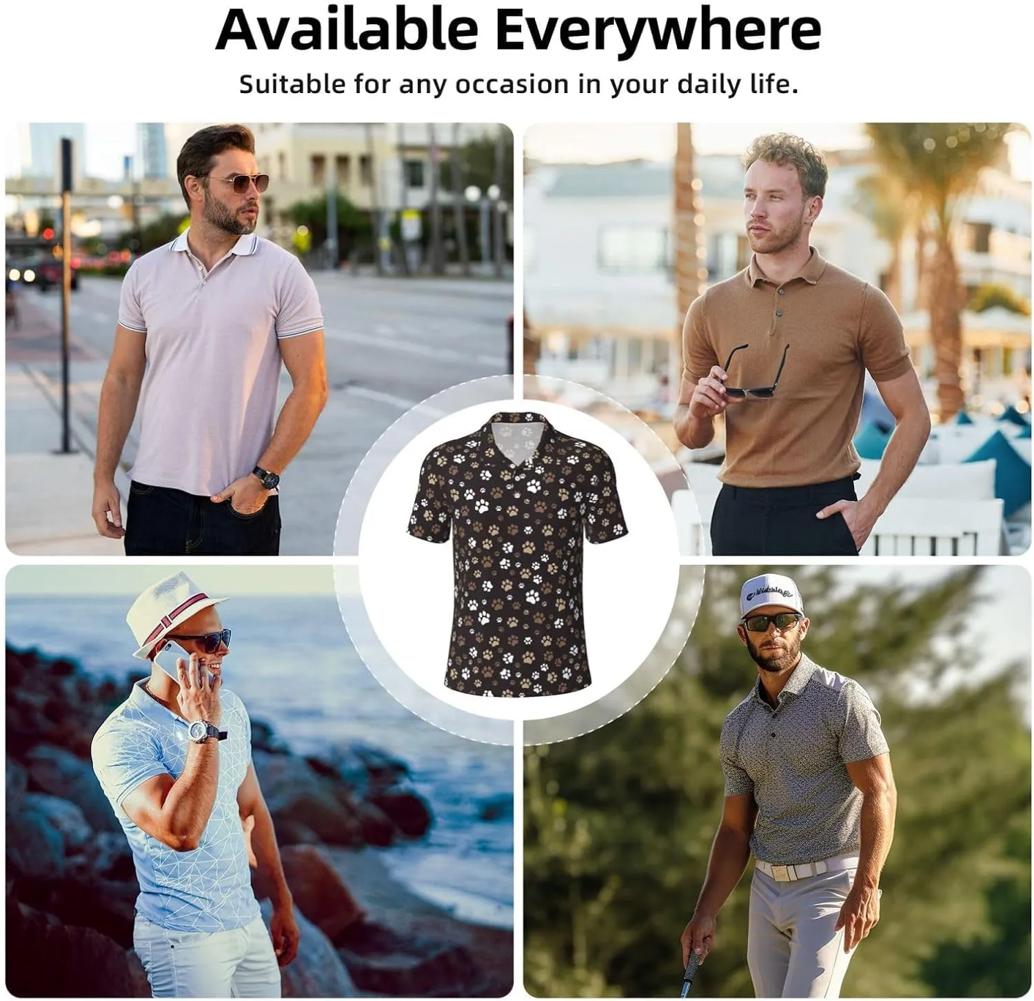Golf Shirts for Men, Funny Golf Polo Moisture Wicking Dry Fit Short Sleeve