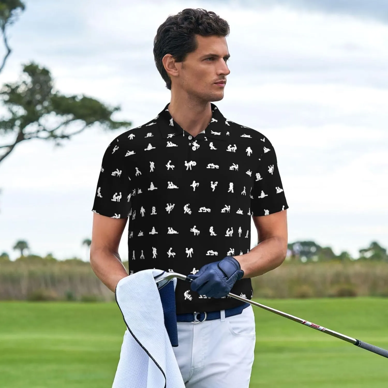 Golf Shirts for Men, Funny Golf Polo Moisture Wicking Dry Fit Short Sleeve