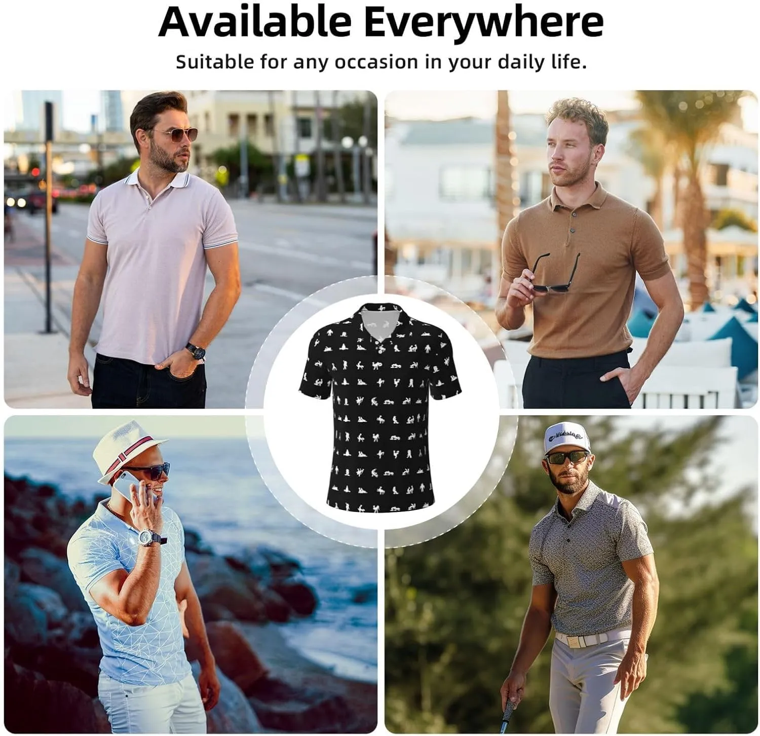 Golf Shirts for Men, Funny Golf Polo Moisture Wicking Dry Fit Short Sleeve