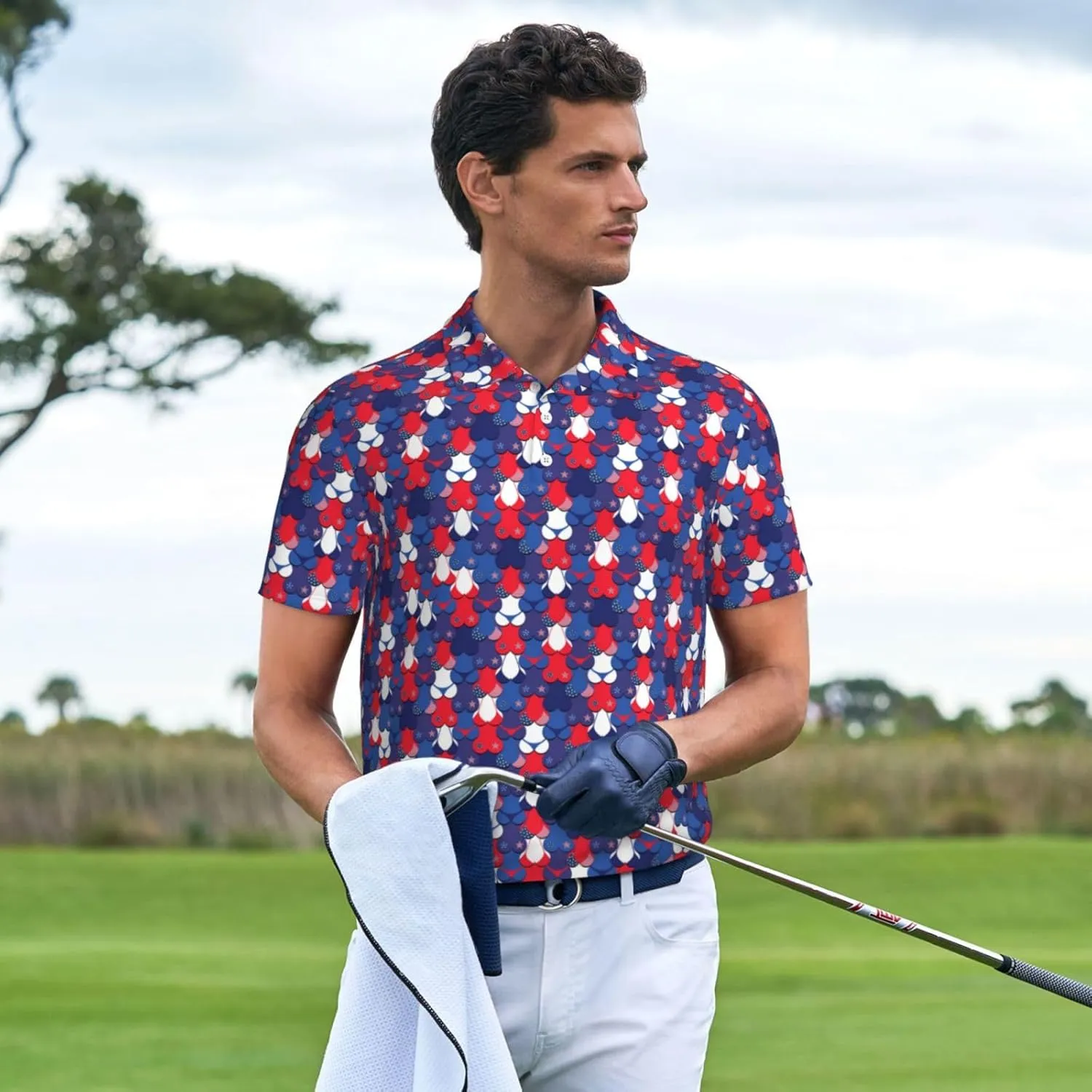 Golf Shirts for Men, Funny Golf Polo Moisture Wicking Dry Fit Short Sleeve